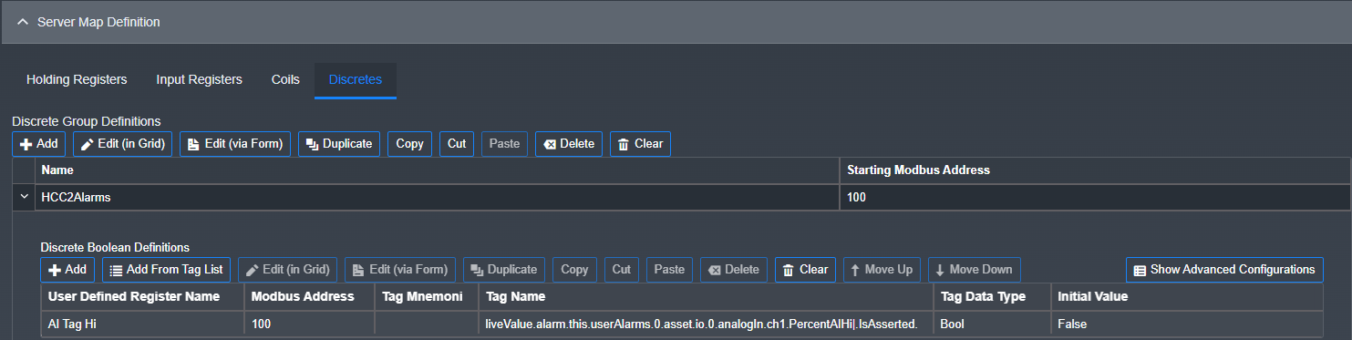 Custom Alarm Mapping